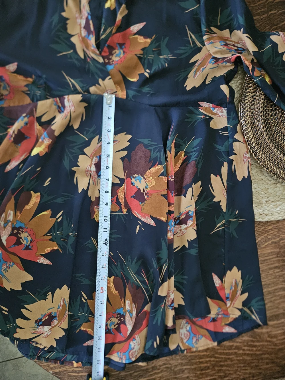 Umgee Navy Floral High-Low Dress with Orange and Red Accents - Picture 6 of 10